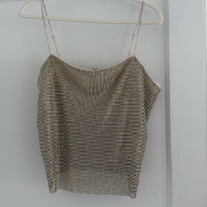 ASTR The Label Rhinestone Mesh Top